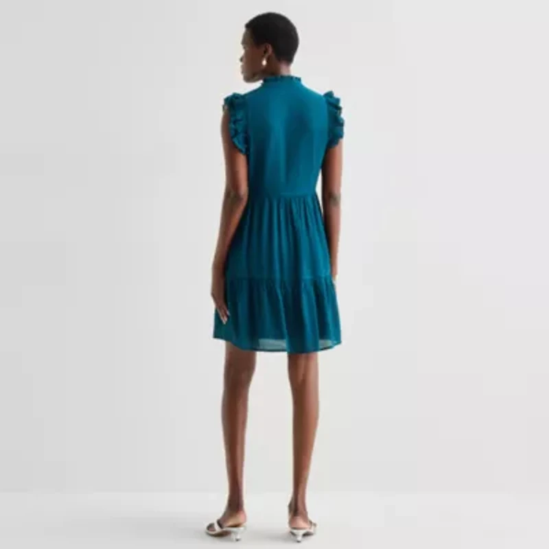 52seven Womens Notch Neck Sleeveless Shift Dress