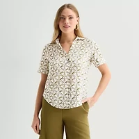 Worthington Womens Short Sleeve Slim Fit Blouse
