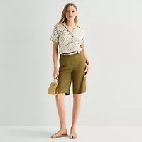 Worthington Womens Short Sleeve Slim Fit Blouse