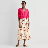 Worthington Womens V Neck Elbow Sleeve Blouse