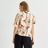 Worthington Womens Short Sleeve Camp Shirt