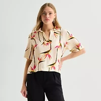 Worthington Womens Short Sleeve Camp Shirt