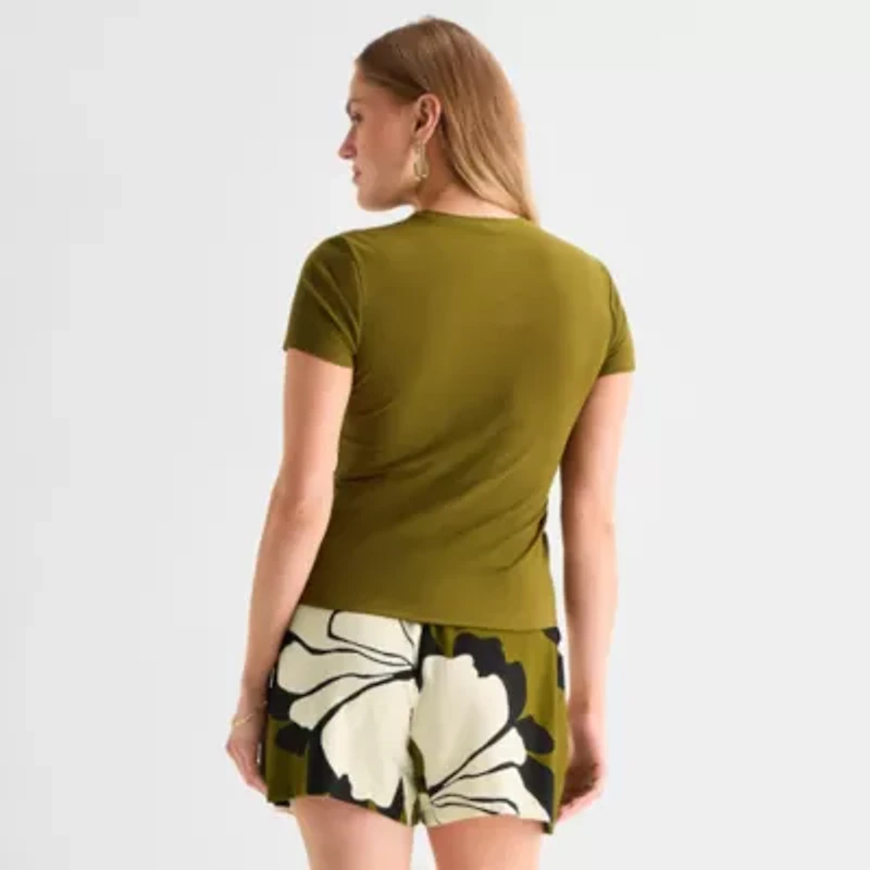Worthington Womens Crew Neck Short Sleeve T-Shirt