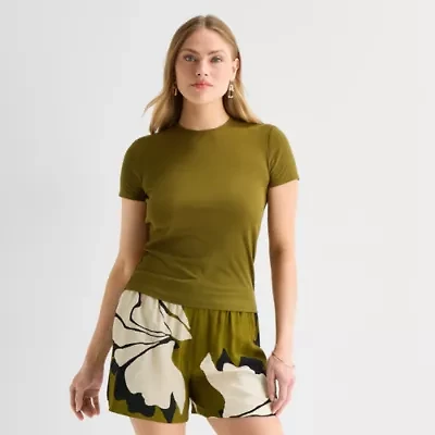 Worthington Womens Crew Neck Short Sleeve T-Shirt