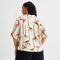 Worthington Womens Short Sleeve Camp Shirt