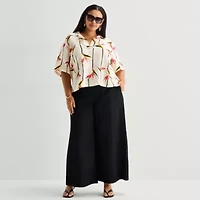 Worthington Womens Short Sleeve Camp Shirt
