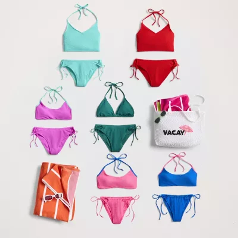 Arizona Womens Lined Textured Juniors Hipster Bikini Swimsuit Bottom