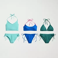 Arizona Womens Adjustable Straps Textured Juniors Bikini Halter Swimsuit Top