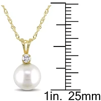 Cultured Freshwater Pearl & Diamond Accent 14K Yellow Gold Pendant Necklace