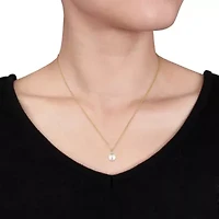 Cultured Freshwater Pearl & Diamond Accent 14K Yellow Gold Pendant Necklace