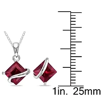 Lab-Created Ruby Sterling Silver Earrings & Pendant Necklace 2-Piece Set