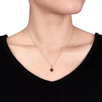 Lab-Created Ruby Sterling Silver Earrings & Pendant Necklace 2-Piece Set