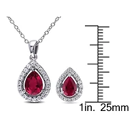 Lab-Created Ruby & White Sapphire Earrings & Pendant Necklace 2-Piece Set