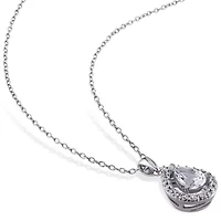 Lab-Created White Sapphire Sterling Silver Earrings & Pendant 2-Piece Set 