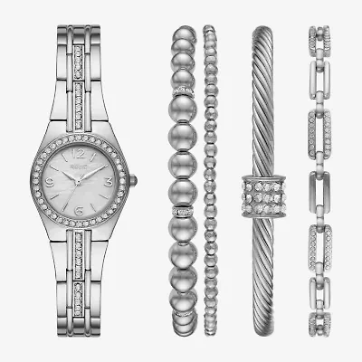 Relic By Fossil Womens Crystal Accent Silver Tone Bracelet Watch Zr97007