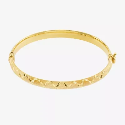 Diamond Cut Womens 14K Two Tone Gold Over Silver Bangle Bracelet