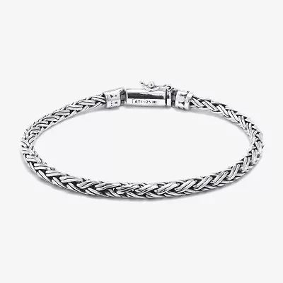 Bali Inspired Womens Sterling Silver Semisolid Byzantine Chain Bracelet