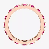 Womens Lab Created Red Ruby 18K Rose Gold Over Silver Stackable Ring