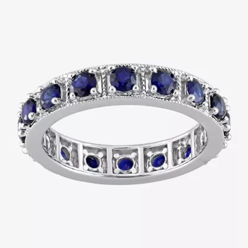 Womens Lab Created Blue Sapphire Sterling Silver Stackable Ring