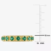 Womens Lab Created Green Emerald 18K Gold Over Silver Stackable Ring