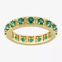 Womens Lab Created Green Emerald 18K Gold Over Silver Stackable Ring