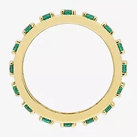 Womens Lab Created Green Emerald 18K Gold Over Silver Stackable Ring