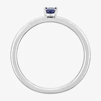 Womens Genuine Blue Sapphire 10K White Gold Stackable Ring