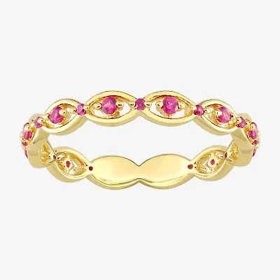 Womens Lab Created Red Ruby 18K Gold Over Silver Stackable Ring