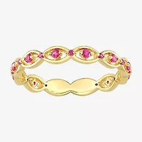 Womens Lab Created Red Ruby 18K Gold Over Silver Stackable Ring