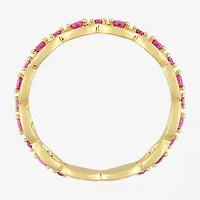 Womens Lab Created Red Ruby 18K Gold Over Silver Stackable Ring