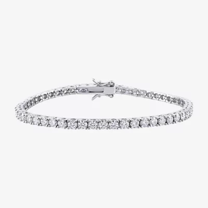 Womens 5 1/10 Ct. T.W. Lab Created White Moissanite Sterling Silver 7 Inch Tennis Bracelet