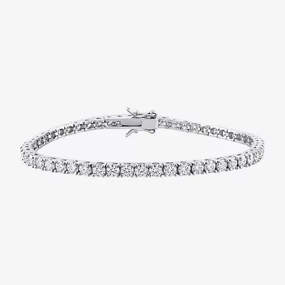 Womens 5 1/10 Ct. T.W. Lab Created White Moissanite Sterling Silver 7 Inch Tennis Bracelet