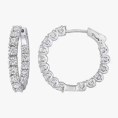 Womens 3 CT. T.W. Lab Created White Moissanite Sterling Silver 24.8mm Hoop Earrings