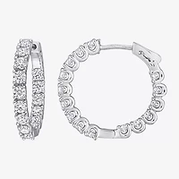 Womens 3 CT. T.W. Lab Created White Moissanite Sterling Silver 24.8mm Hoop Earrings