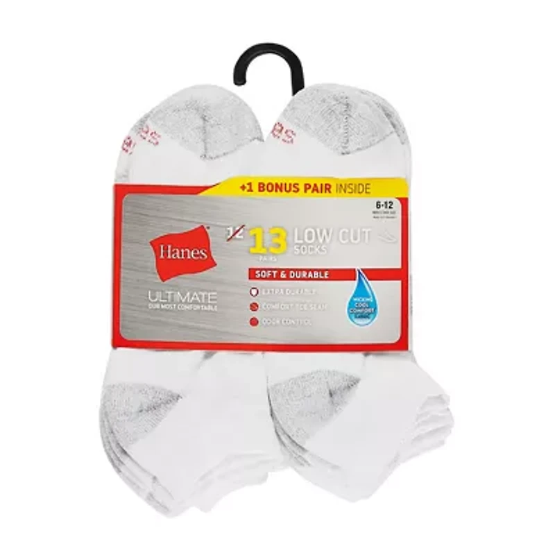 Hanes Ultimate Bonus Pack Mens Multi-Pack 13 Pair Low Cut Socks