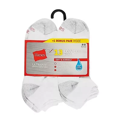 Hanes Ultimate Bonus Pack Mens Multi-Pack 13 Pair Low Cut Socks