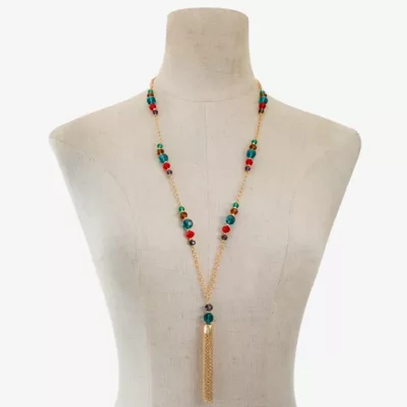 Liz Claiborne Tassel Womens Round 30 Inch Pendant Necklace