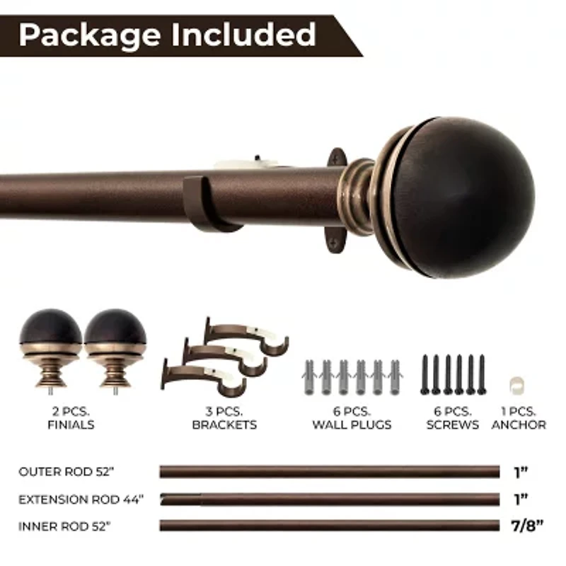 Deco Window Fusion Wood 1 Curtain Rod