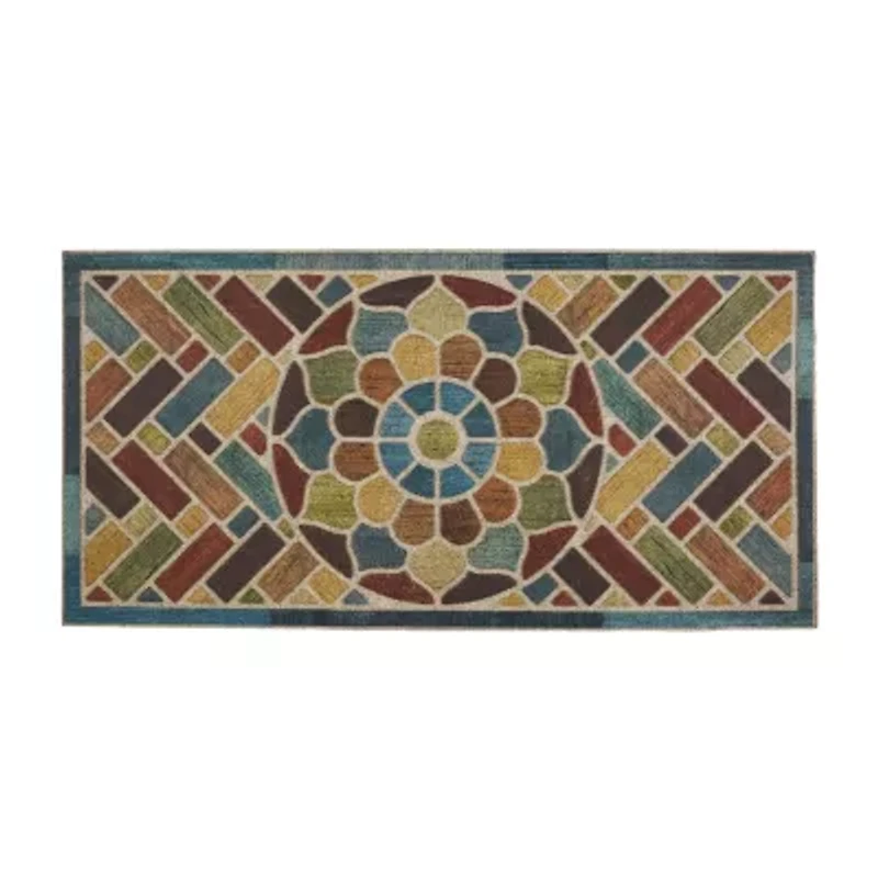 Mohawk Home Woodblock Garden Polyester 24"X48" Doormat