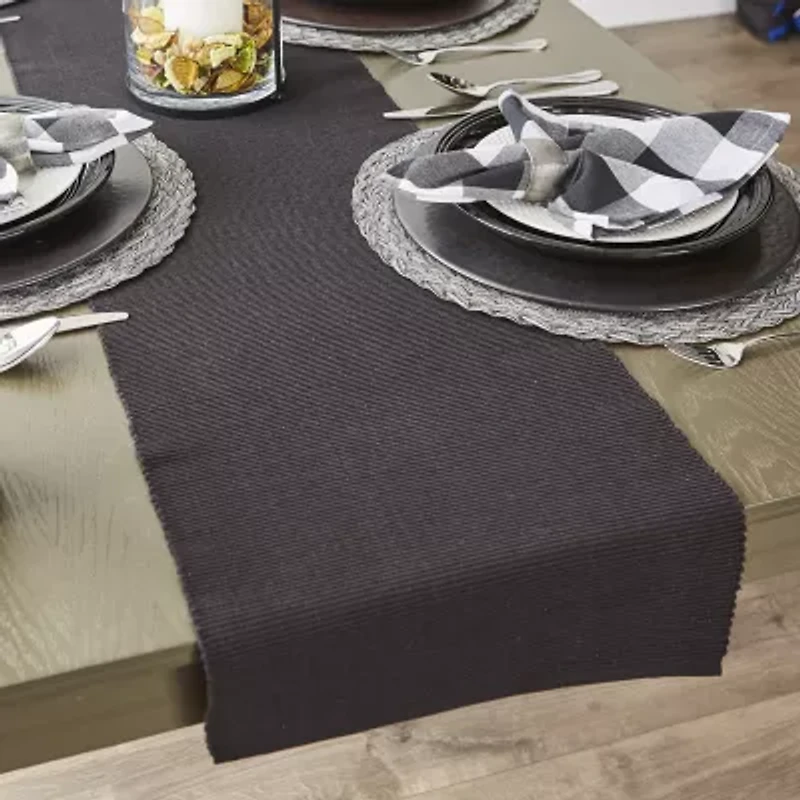 Design Imports Black Ribbed Table Runner