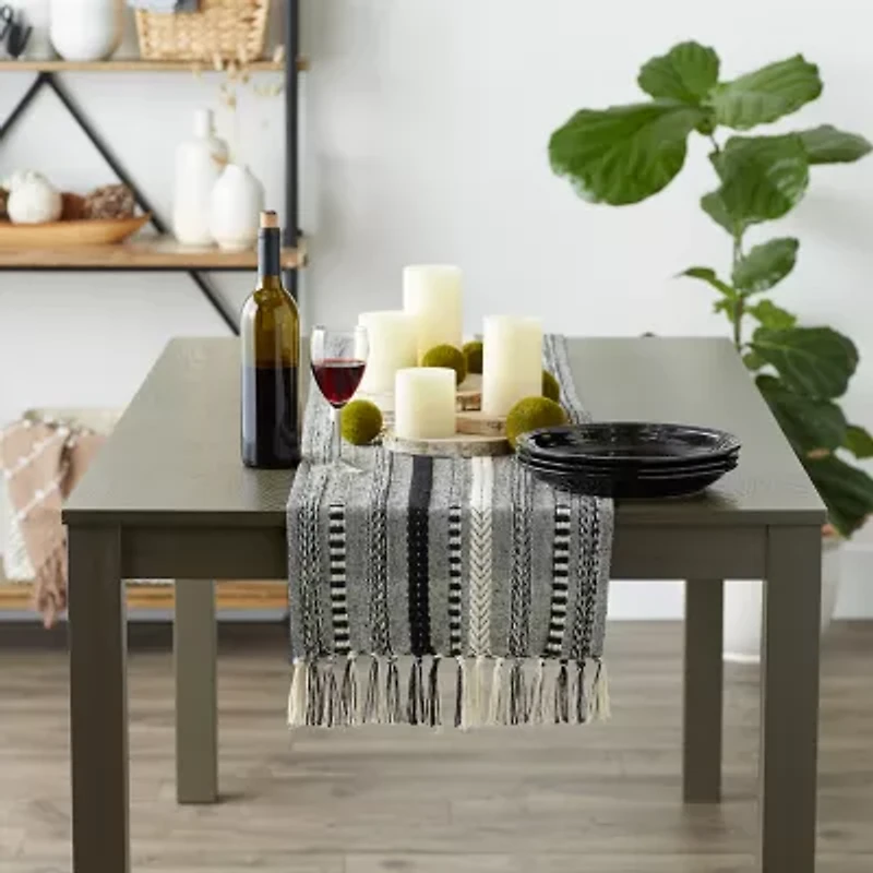 Design Imports Farmhouse Braided Stripe Table Runner
