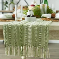 Design Imports Farmhouse Braided Stripe Table Runner