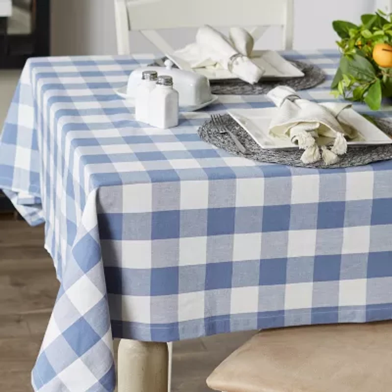 Design Imports Navy Buffalo Check Tablecloth