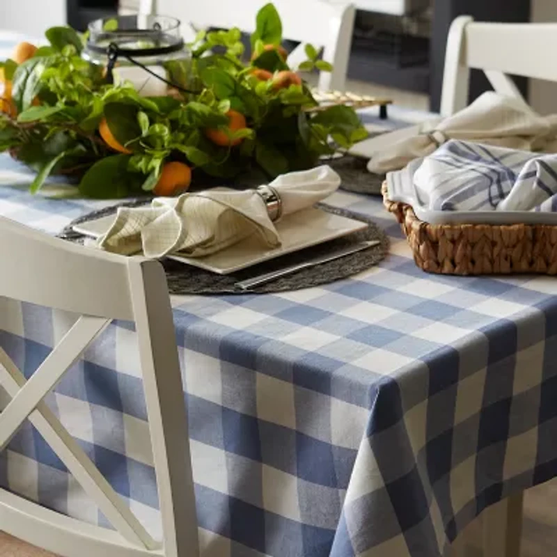 Design Imports Navy Buffalo Check Tablecloth