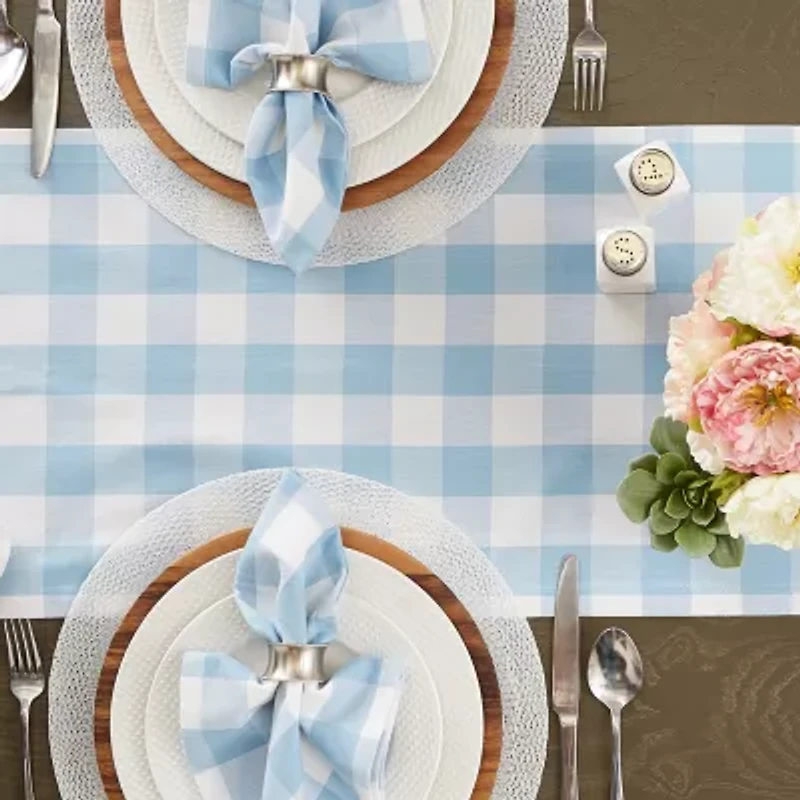 Design Imports Light Blue Buffalo Check Runner