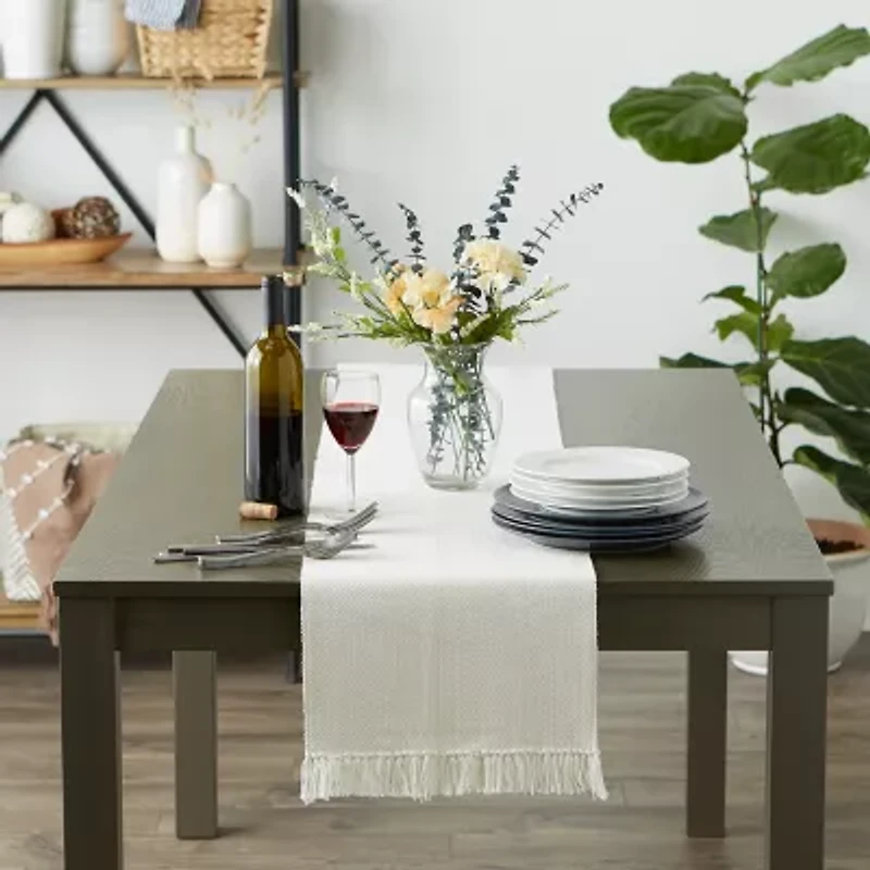 Design Imports Natural Variegated Fringe Table Runner
