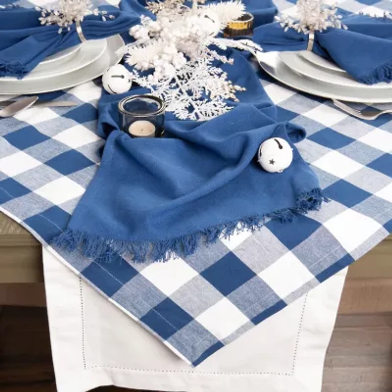 Design Imports Navy Buffalo Check Tablecloth