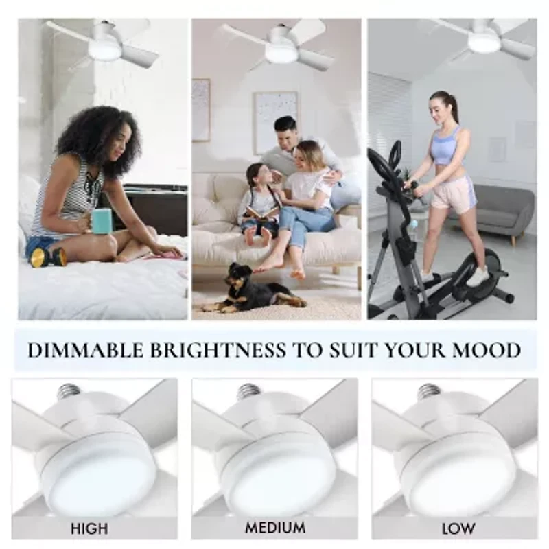 Bell + Howell Socket Fan Ceiling with Light, Screw into Any Light Socket, with Remote Control