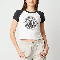 Arizona Womens Juniors Round Neck Short Sleeve Crop Top