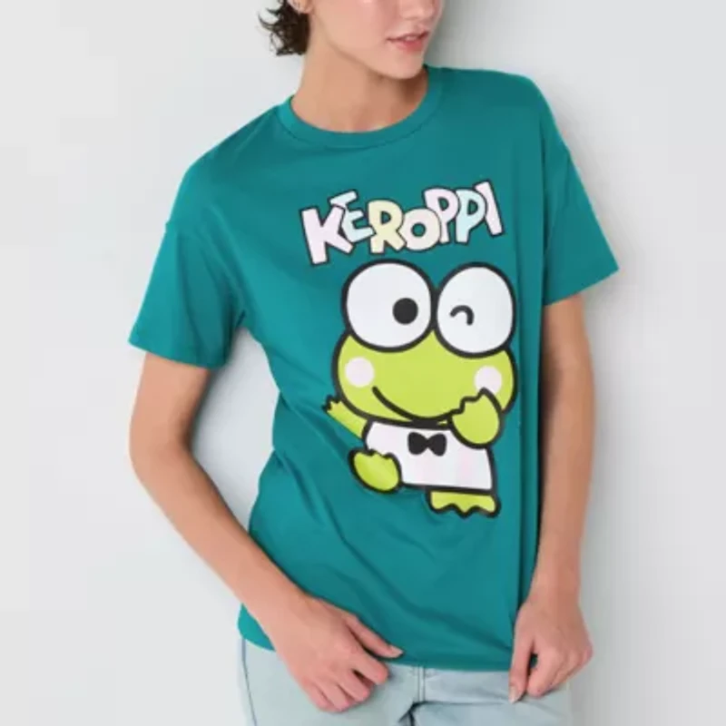 Keroppi Friend Of The Month Boyfriend Tee Womens Crew Neck Short Sleeve Regular Fit Hello Kitty Juniors Graphic T-Shirt